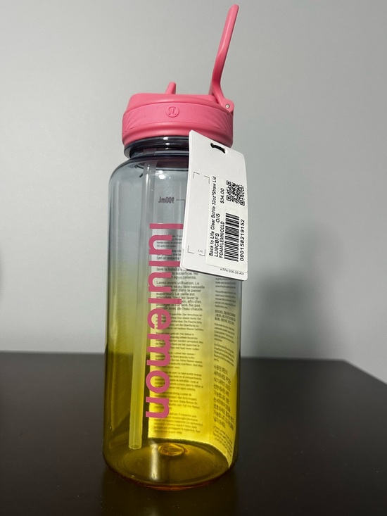 lululemon athletica Other - Lululemon Back to Life Clear 32oz Bottle w/ Straw Lid BPA Free Pink & Yellow NWT